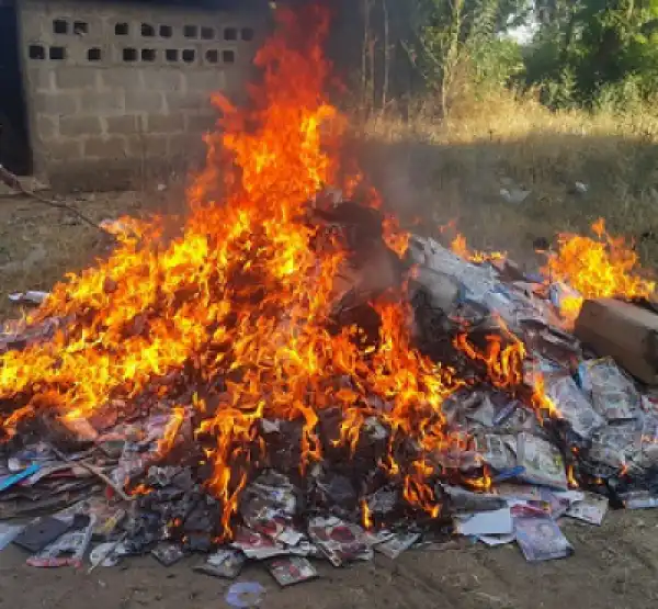 Photos: Kano Bans Pornographic Movies,"Blue Films" Seized From Shops & Set On Fire